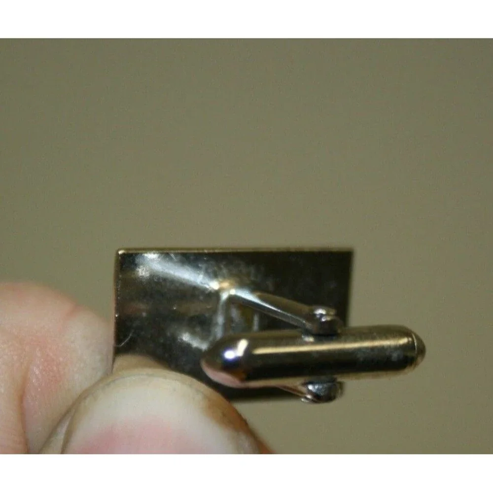 Vintage Chrome Silver Squared SWANK Mid Century Modern Cuff Links Set RARE